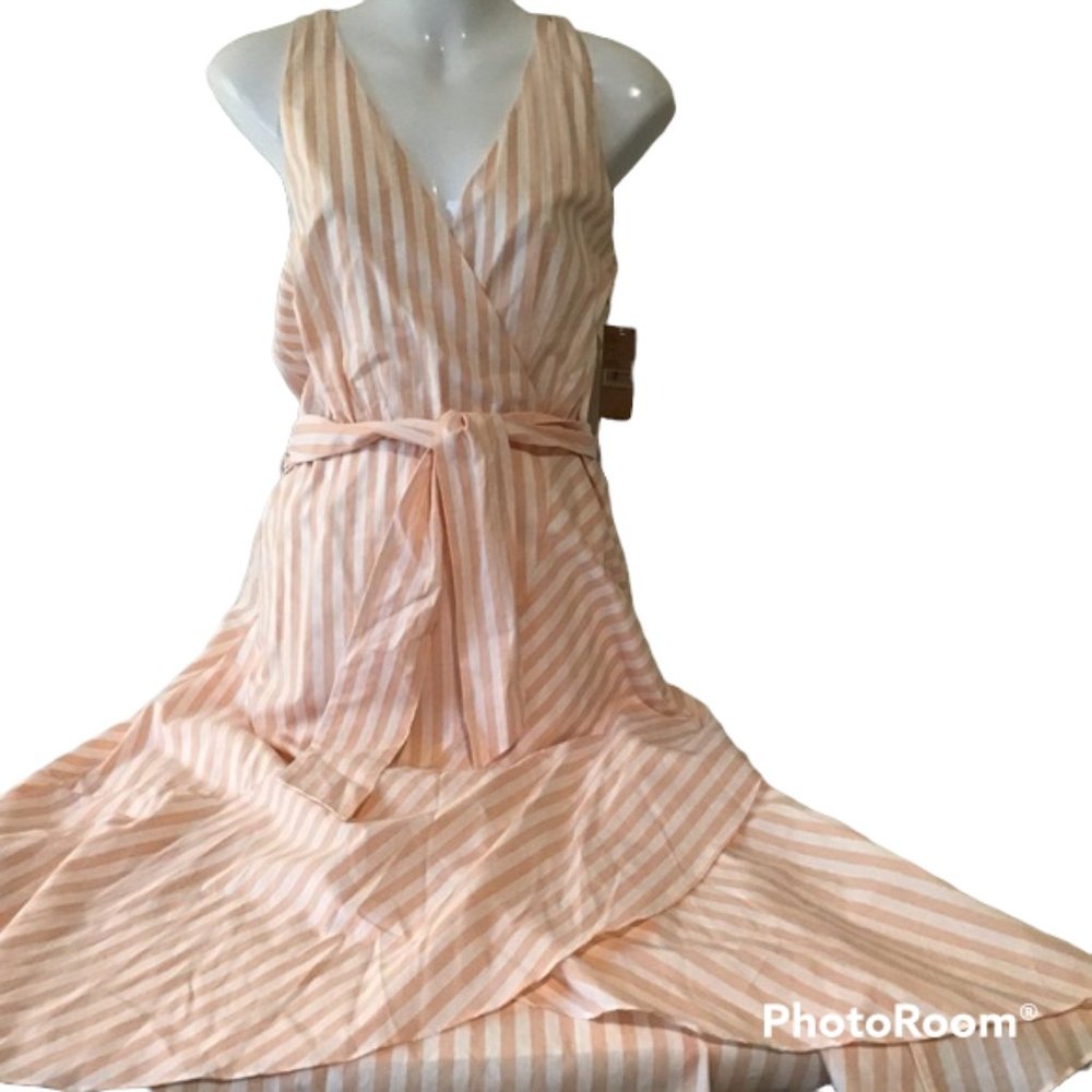 Cremieux Dress 6 Maxi NWT $149 Peach White Stripe